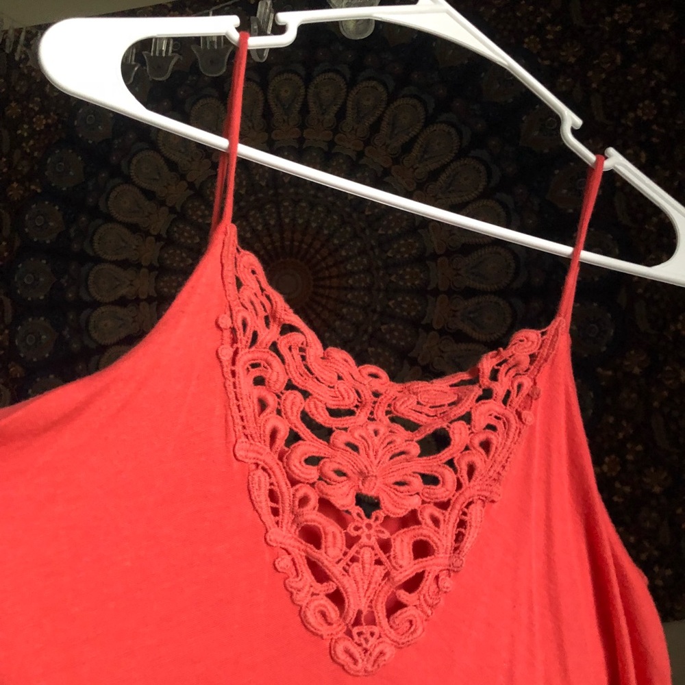 Coral Colored Flowy Crop Top.